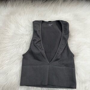 Urban Outfitters Gray Ribbed Crop Top
